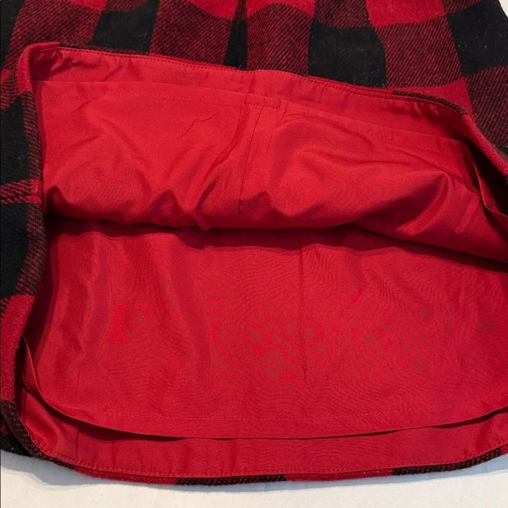 J. Crew Factory Ruffle-Front Mini Skirt in Double-Serge Wool Red/Black Size 6